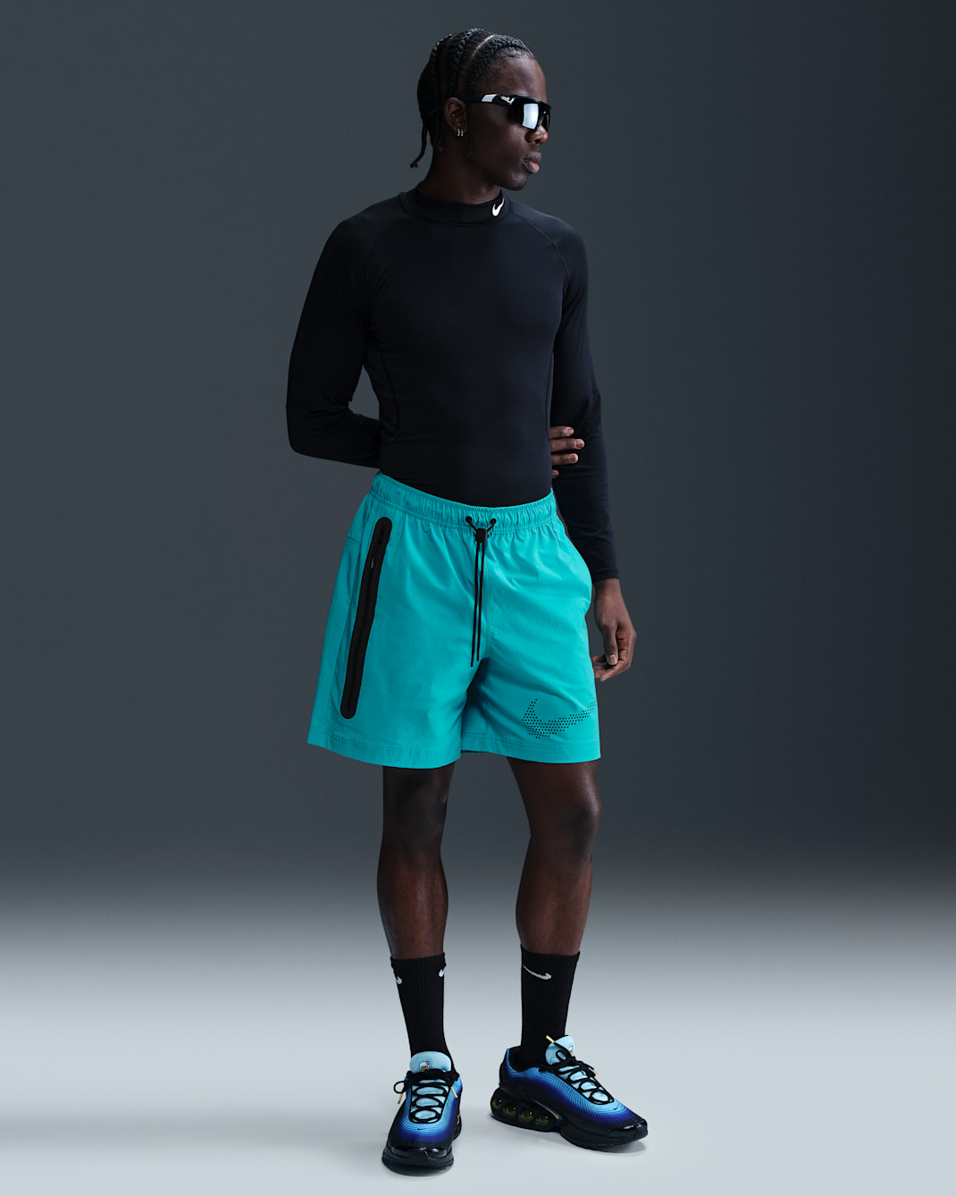 Vævede Nike Tech-shorts til mænd - Dusty Cactus/sort