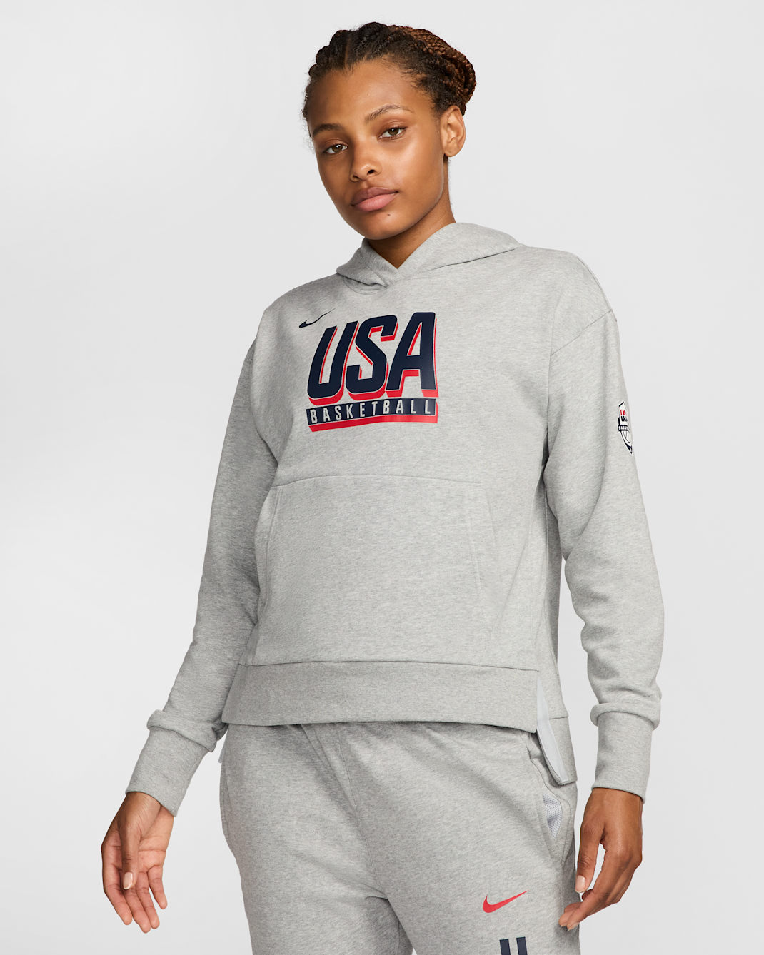 USA Practice Women's Nike Basketball Hoodie - Dark Grey Heather/Obsidian