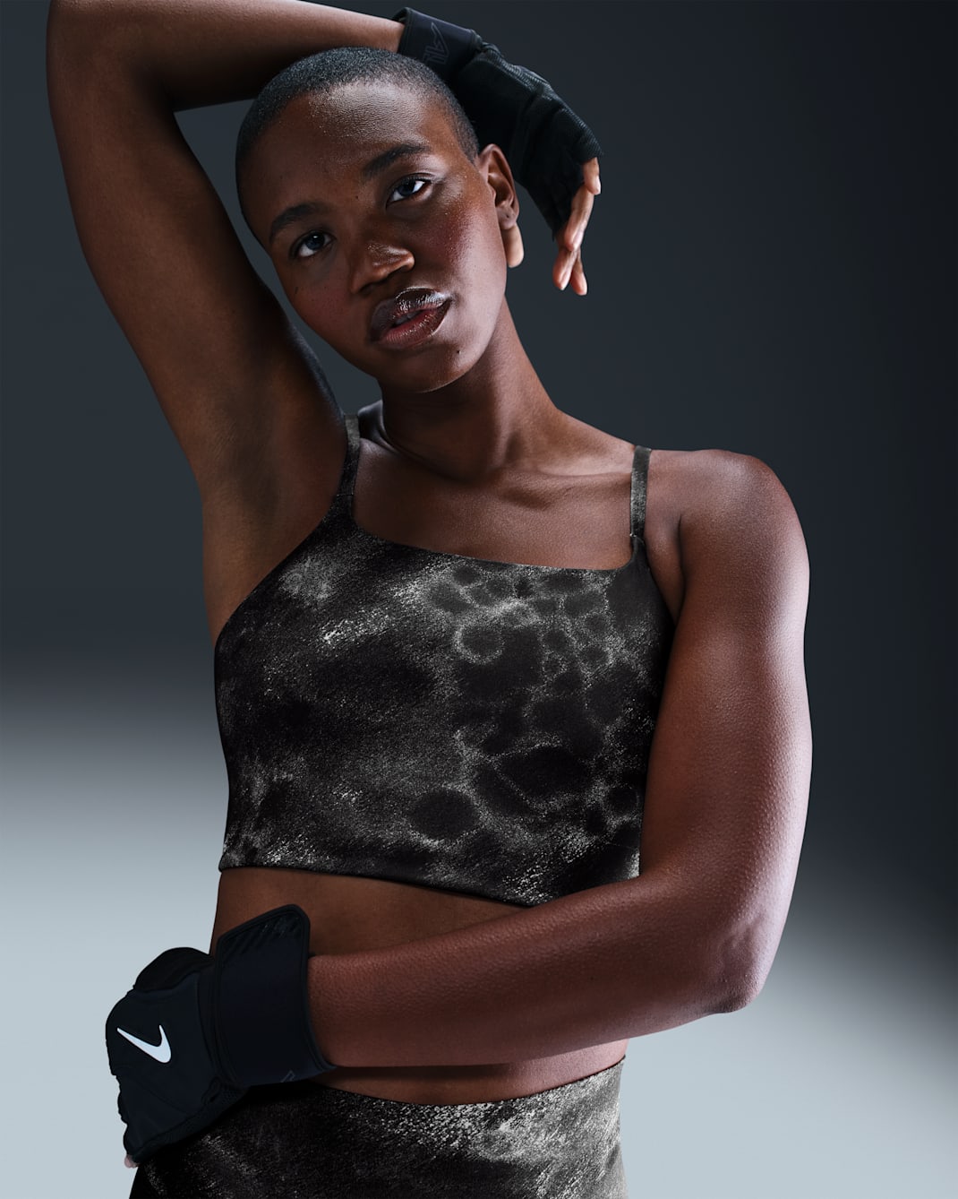 Nike One Convertible Women's Light-Support Lightly Lined Longline Printed Sports Bra - Black/Black