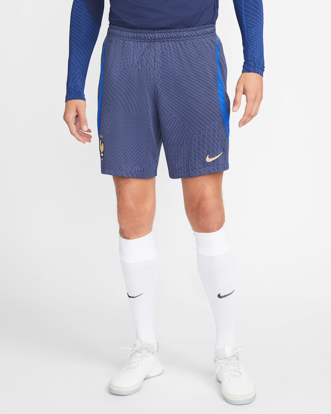 FFF Strike Men's Nike Dri-FIT Knit Football Shorts - Midnight Navy/Game Royal/Metallic Gold