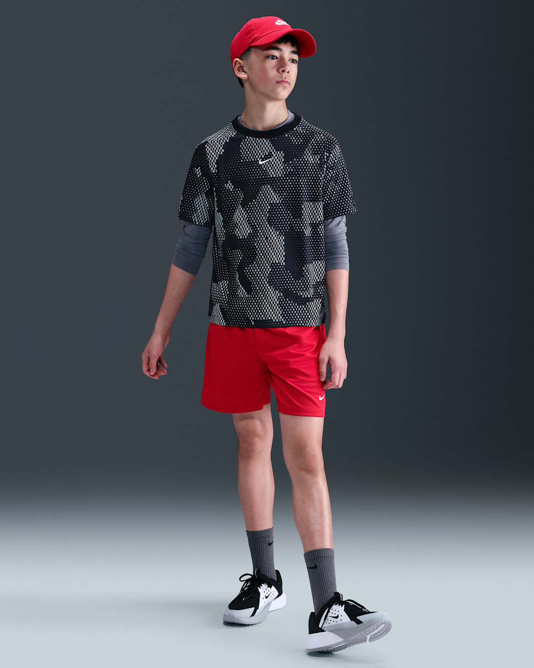 Shorts Dri-FIT para niños talla grande Nike Multi - Rojo universitario/Rojo universitario/Rojo universitario/Blanco