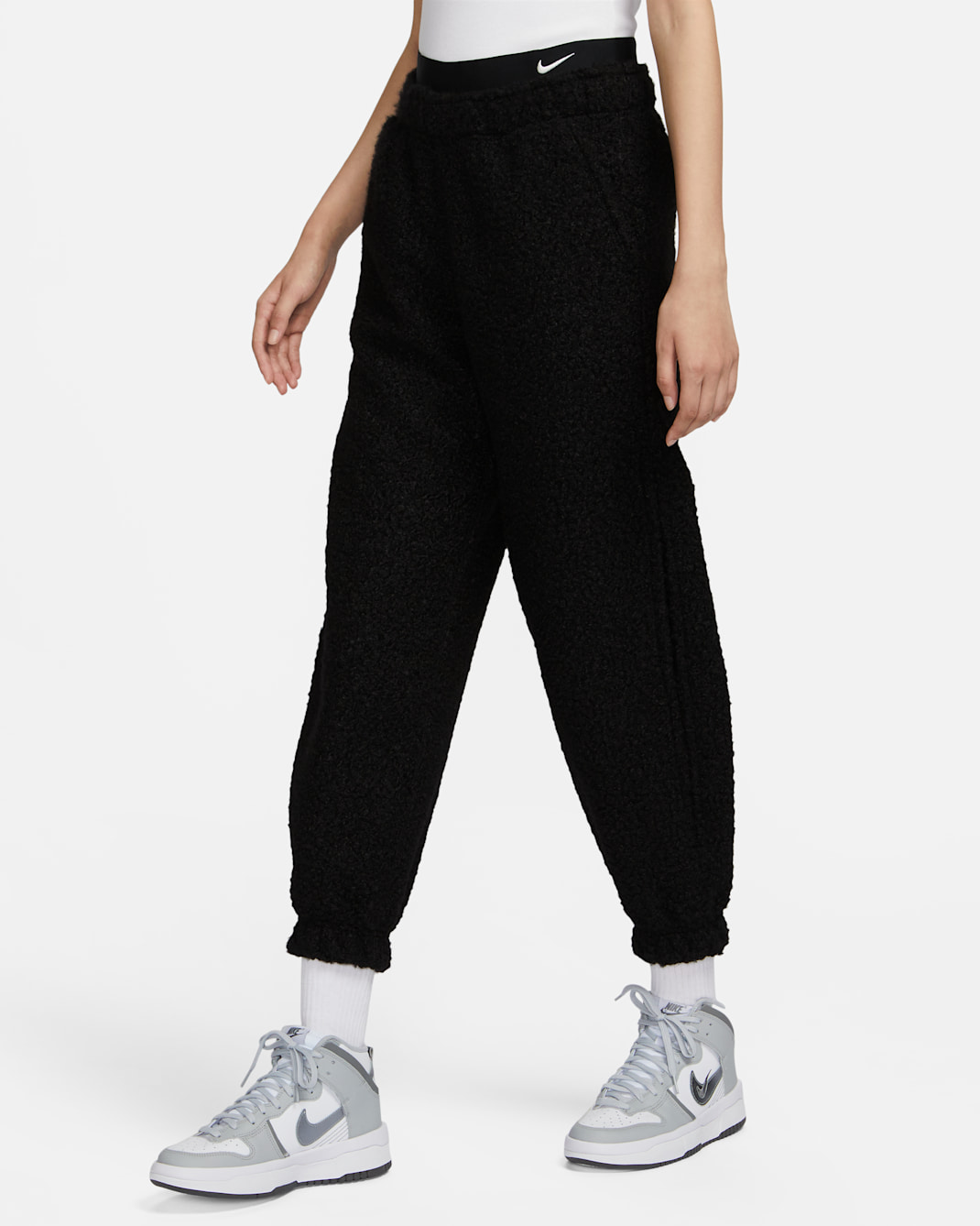 ナイキ スポーツウェア コレクション ウィメンズ ハイパイル フリース ジョガーパンツ - ブラック/サミットホワイト