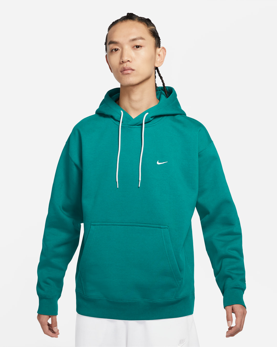 Nike Solo Swoosh Men's Fleece Hoodie - Mystic Green/White