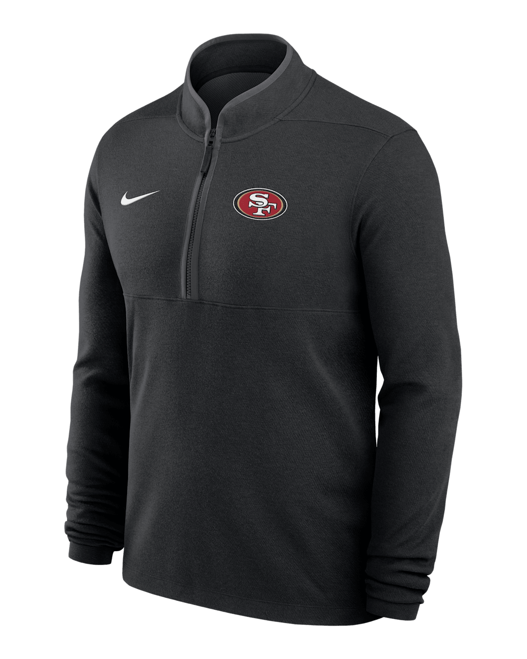 San Francisco 49ers Logo Victory Men's Nike Dri-FIT NFL 1/2-Zip Long-Sleeve Top - Black