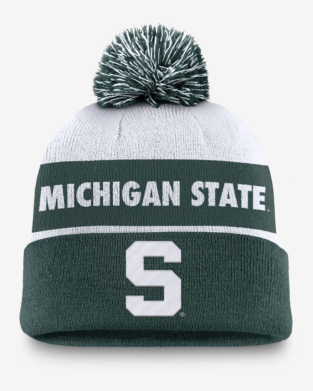 Michigan State Spartans Primetime Peak Men's Nike College Cuffed Pom Beanie - Pro Green