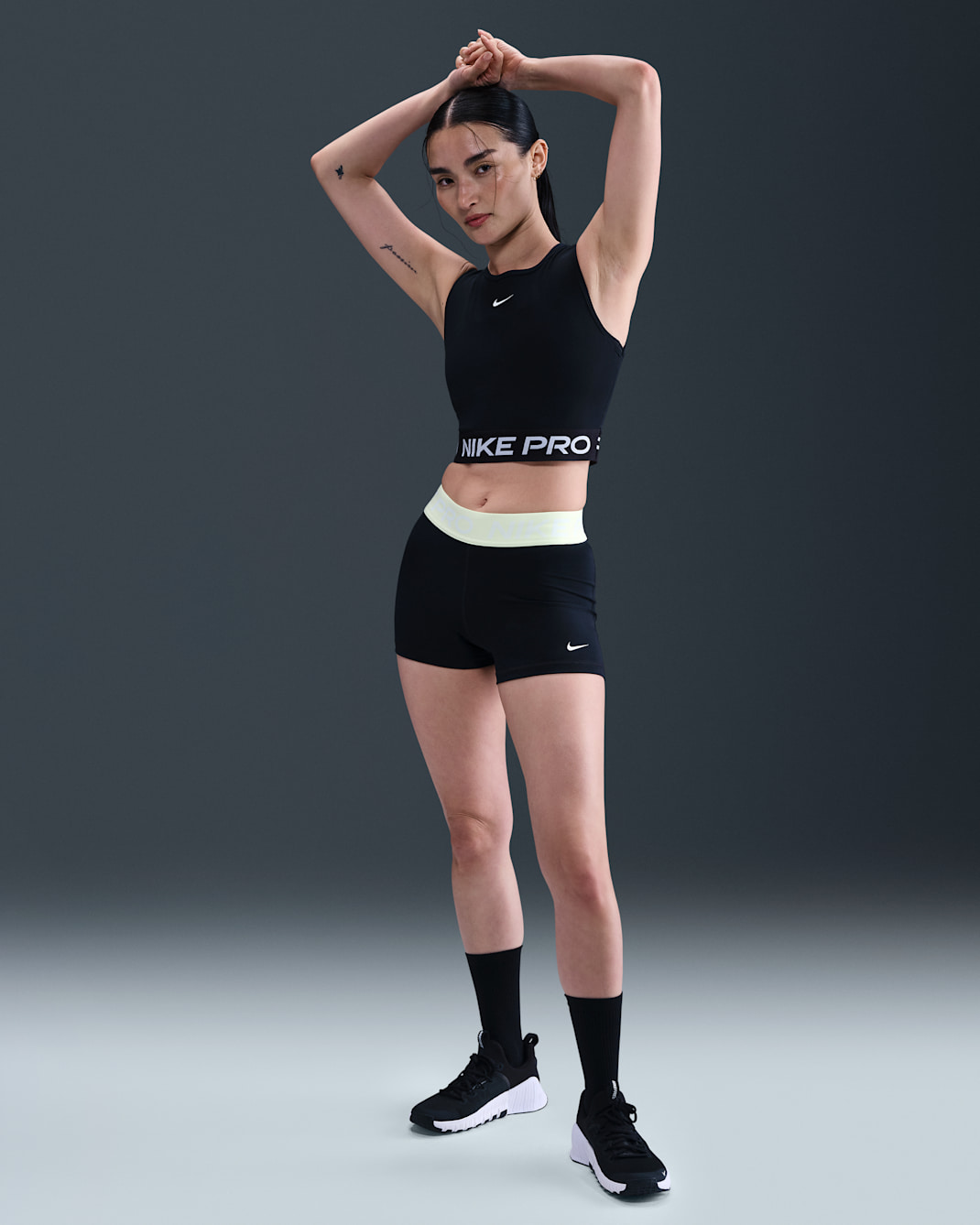 Nike Pro Women's 8cm (approx.) Shorts - Black/Barely Volt/White