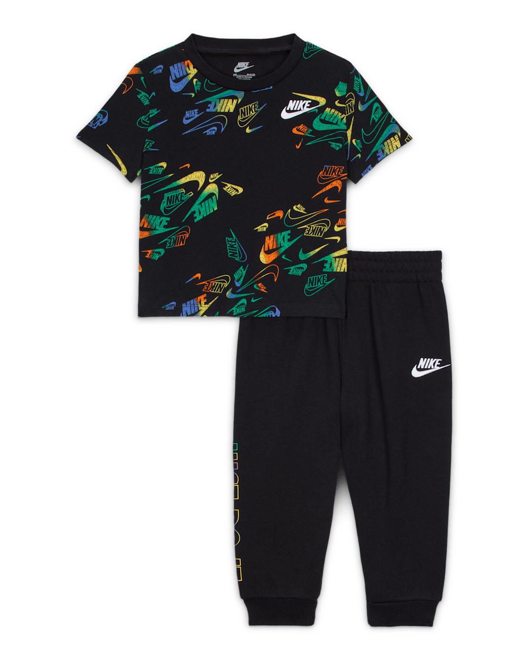 Conjunto de playera y pants Reveal Printed para bebé (12-24M) Nike Sportswear - Negro
