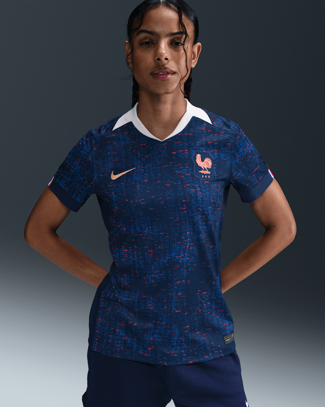 FFF 2025 Stadium Home (Frauenteam) Nike Dri-FIT Replika-Fußballtrikot (Damen) - Blue Void/Light Madder Root