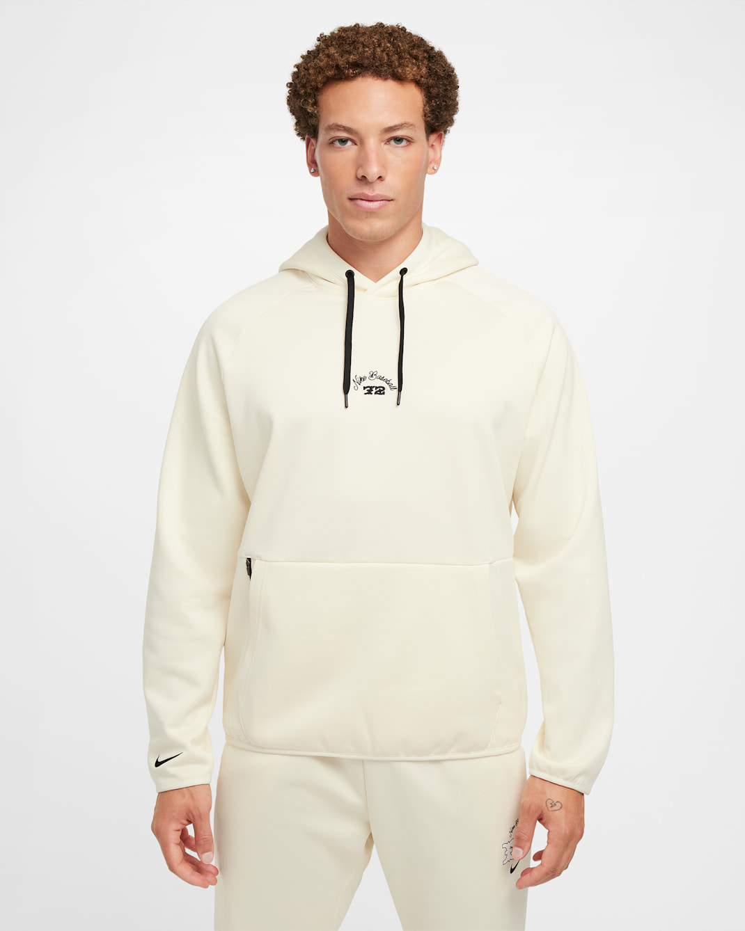 Sudadera con gorro de béisbol Therma-FIT para hombre Nike - Leche de coco/Negro/Negro