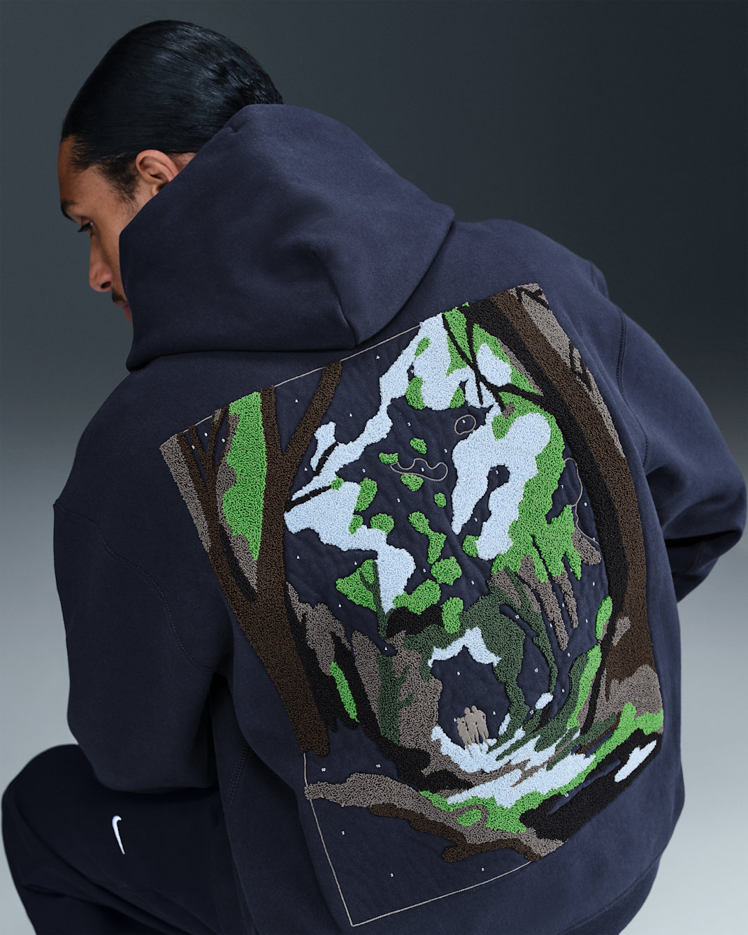 Nike Solo Swoosh Men's Pullover Hoodie - Obsidian/White