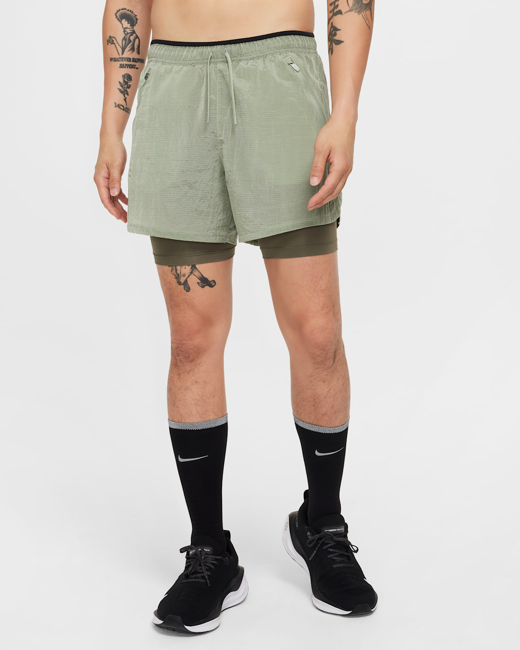 ナイキ ストライド ランニング ディビジョン メンズ 13cm Dri-FIT 撥水 2イン1 ランニングショートパンツ - ジェイドホライズン