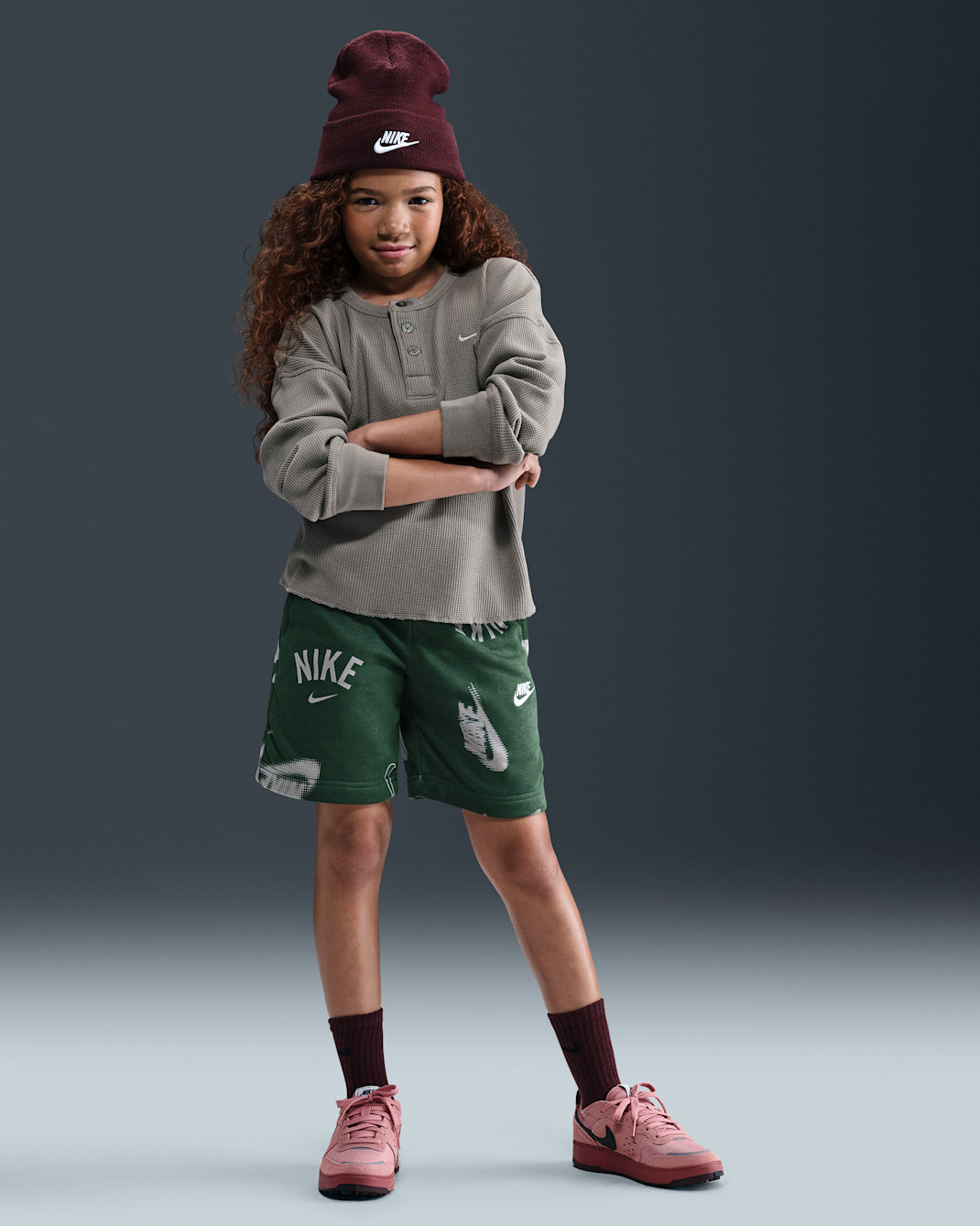 Nike Sportswear Club Big Kids' French Terry Shorts - Fir/Fir/White