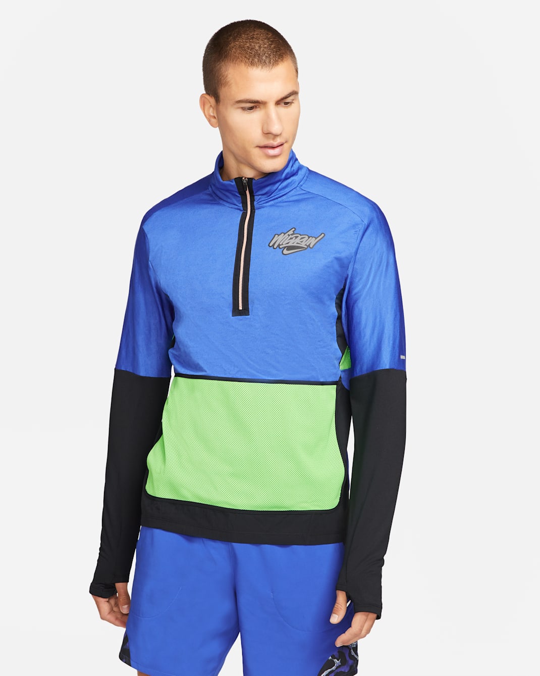 Nike Dri-FIT Wild Run Men's 1/2-Zip Graphic Running Top - Game Royal/Black
