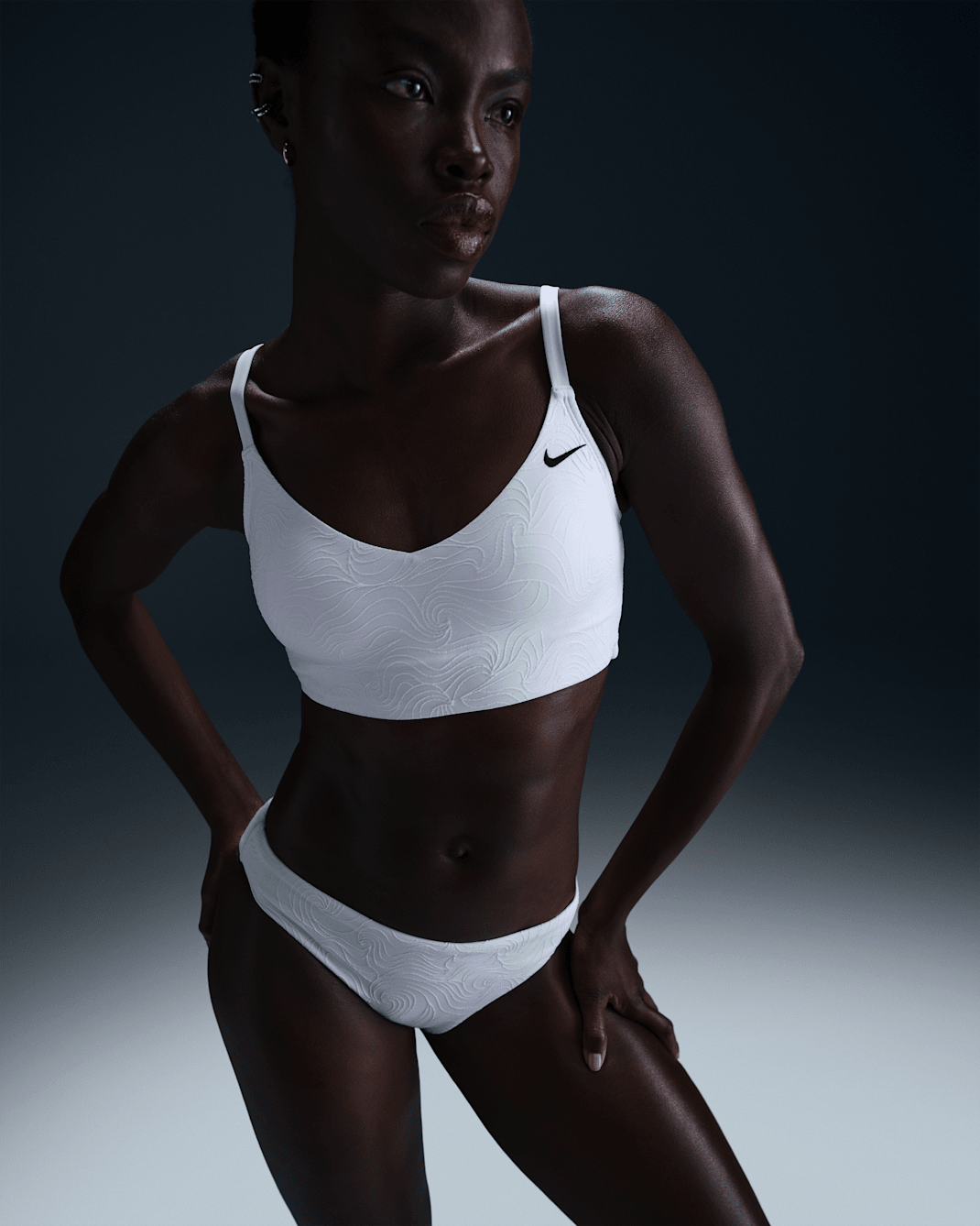 Nike Swim Water Texture Women's V-Neck Midkini - White