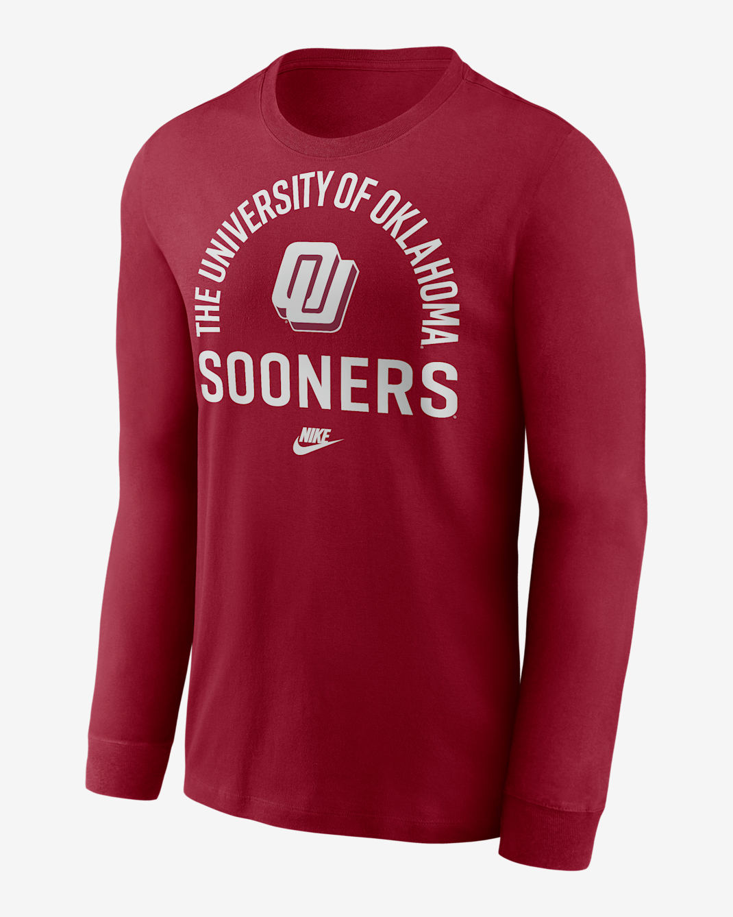 Oklahoma Legacy Arched Logo Men's Nike College Long-Sleeve T-Shirt - Crimson