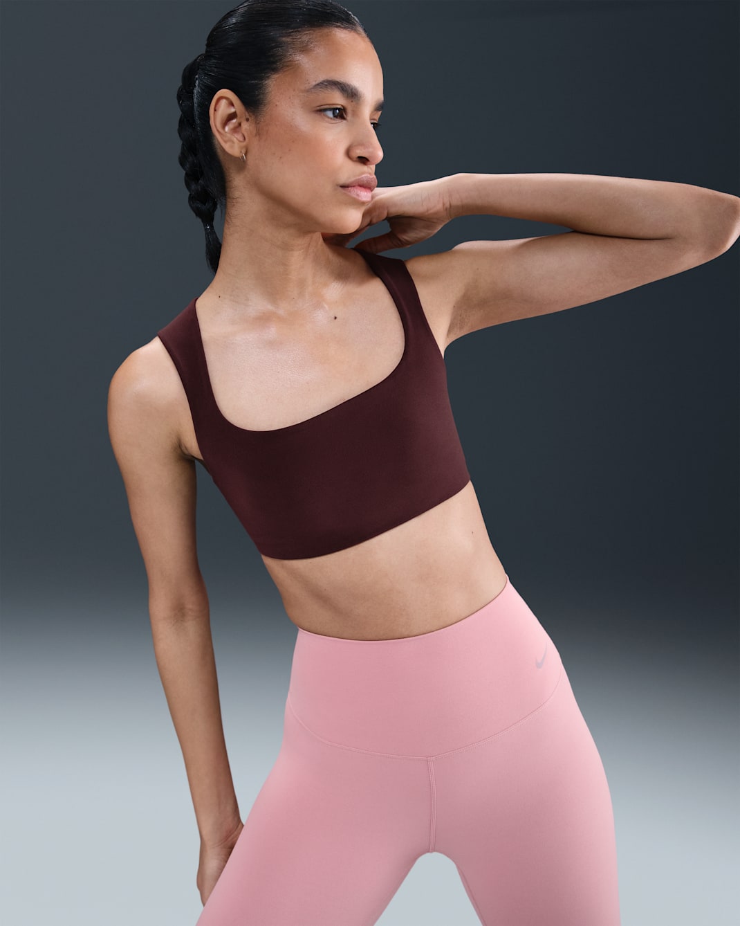 Nike Zenvy Hafif Destekli Hafif Astarlı Kadın Spor Sütyeni - Burgundy Crush/Beyaz