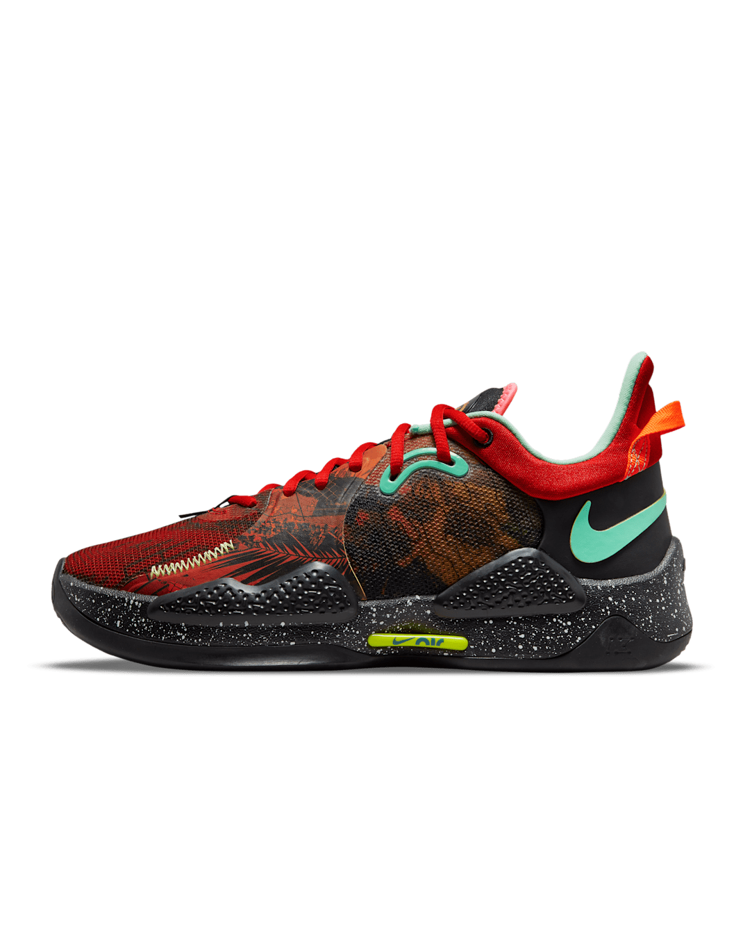 PG 5 EP Basketball Shoes - Black/University Red/Yellow Strike/Green Glow