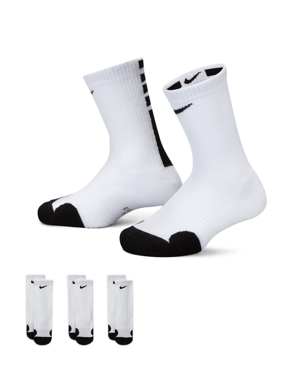 Nike Dri-FIT Elite Little Kids' Crew Socks (3 Pairs) - White