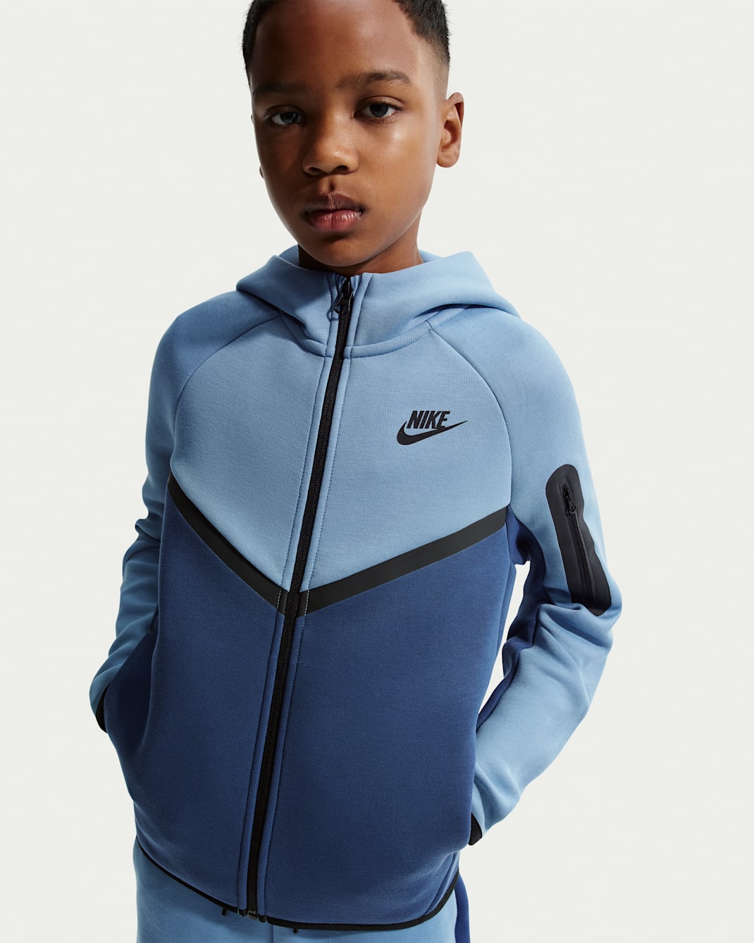 Nike Sportswear Tech Fleece Older Kids' Full-Zip Hoodie - Work Blue/Mystic Navy/Black/Black