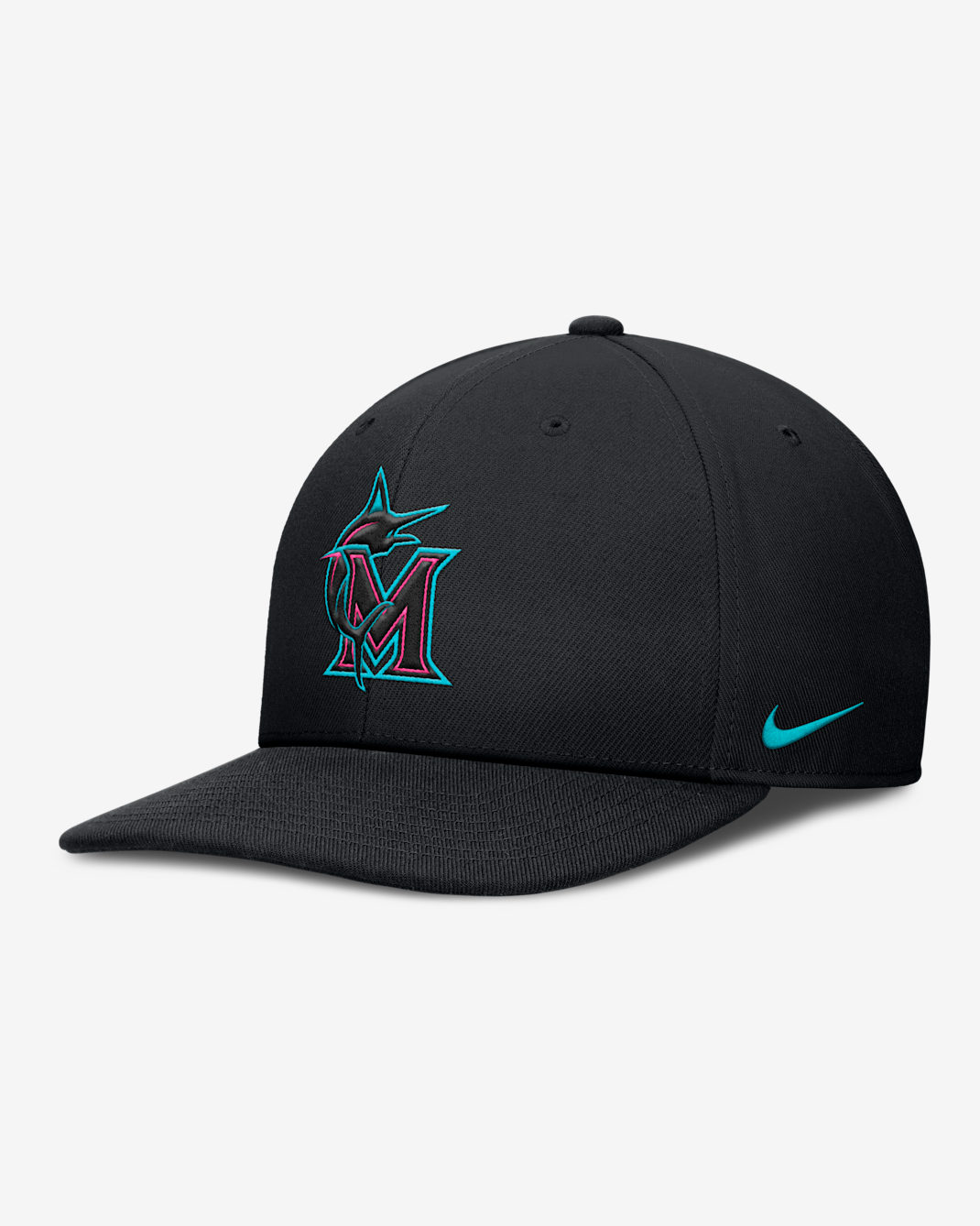 Gorra Nike Dri-FIT de la MLB ajustable para hombre Miami Marlins City Connect Pro - Negro