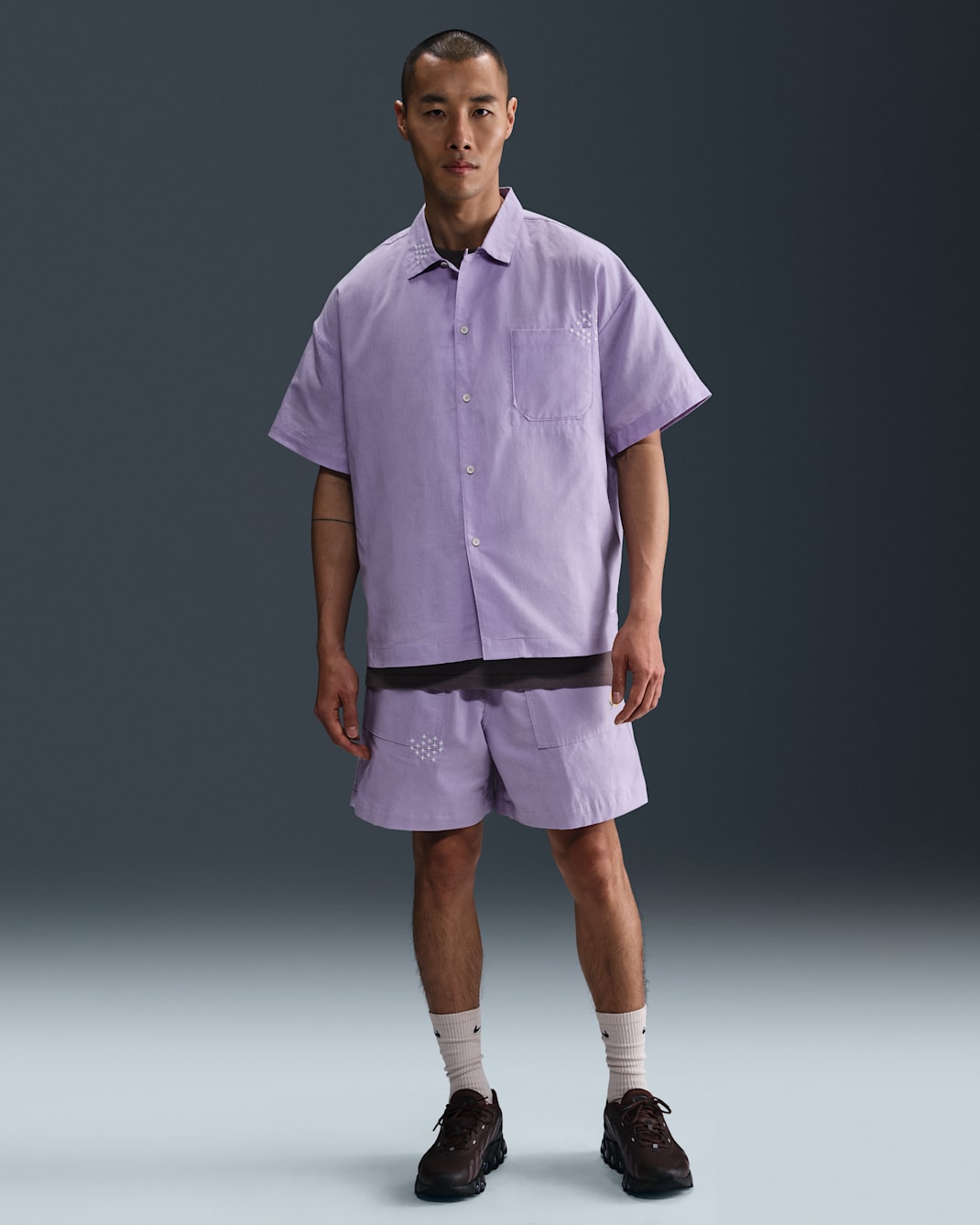 ナイキ ライフ メンズ リネン ショートパンツ (インナー付き) - ハイドランジア/ファントム/ハイドランジア