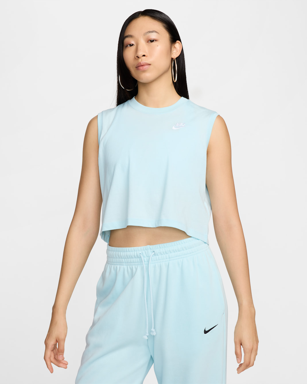 Nike Sportswear Club Women's Sleeveless Cropped Top - Glacier Blue/White