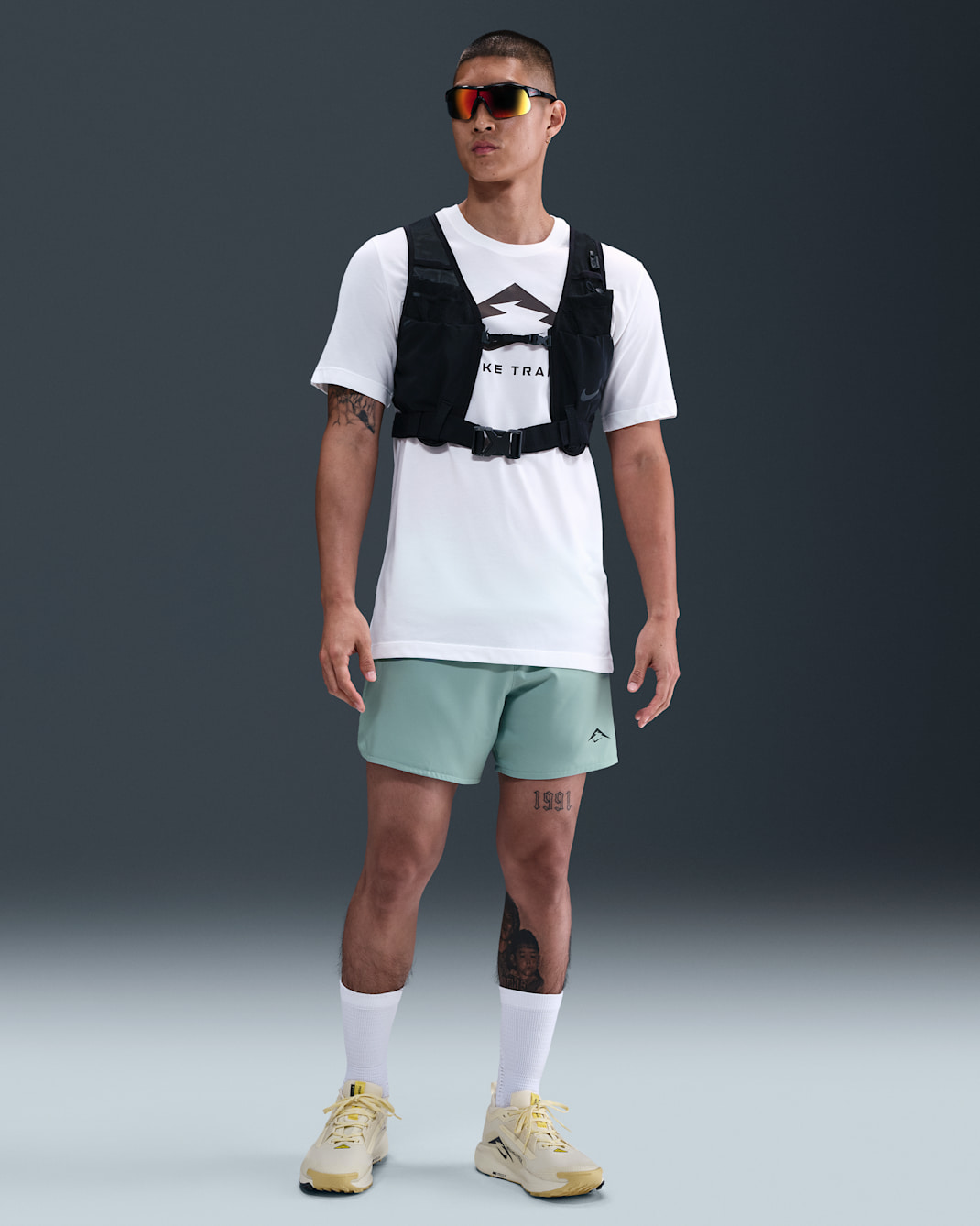 Nike Trail Second Sunrise 男款 5" Dri-FIT ADV 隱藏式內裡跑步短褲 - Cannon/Mint Foam/College Grey/黑色