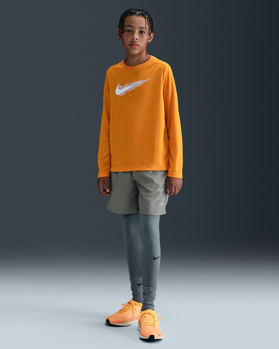 Nike Pro Big Kids' (Boys') Dri-FIT Tights - Smoke Grey/Black
