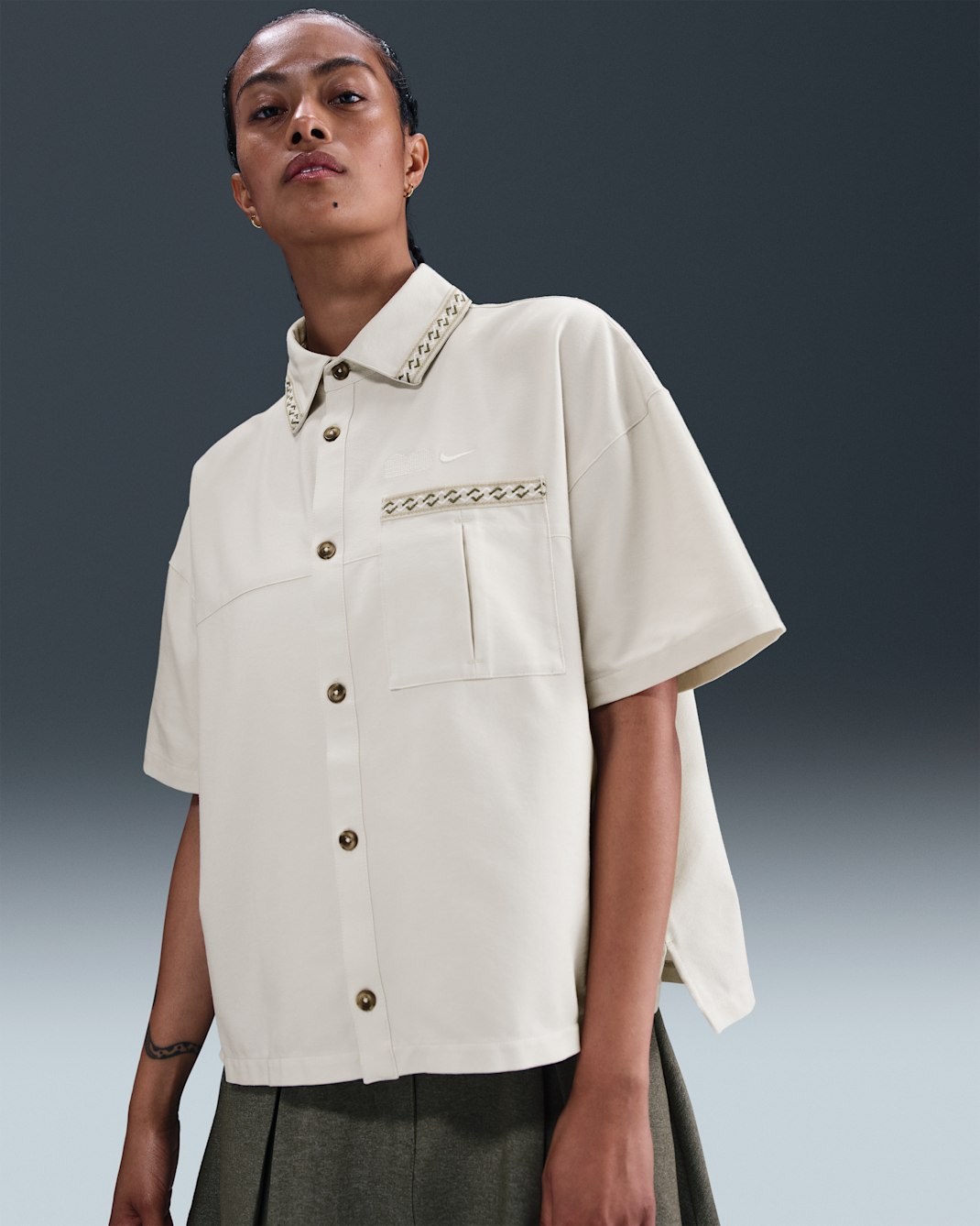 Naomi Osaka Oversized Short-Sleeve Top - Light Bone/Phantom