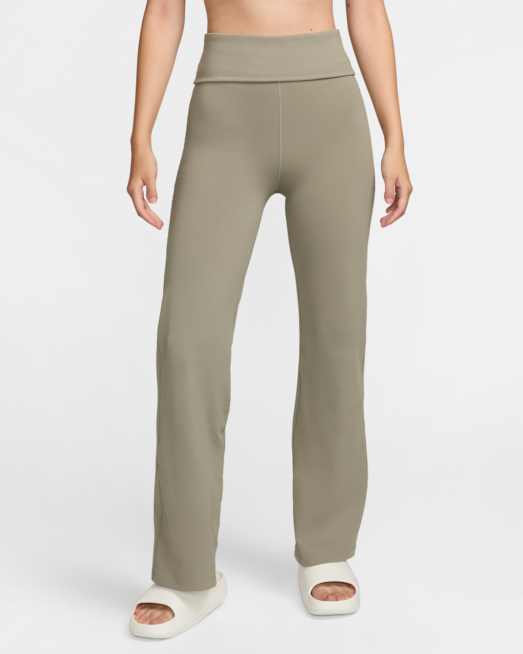 Nike One Women's Dri-FIT High-Waisted Fold-Over Trousers - Light Army/Black