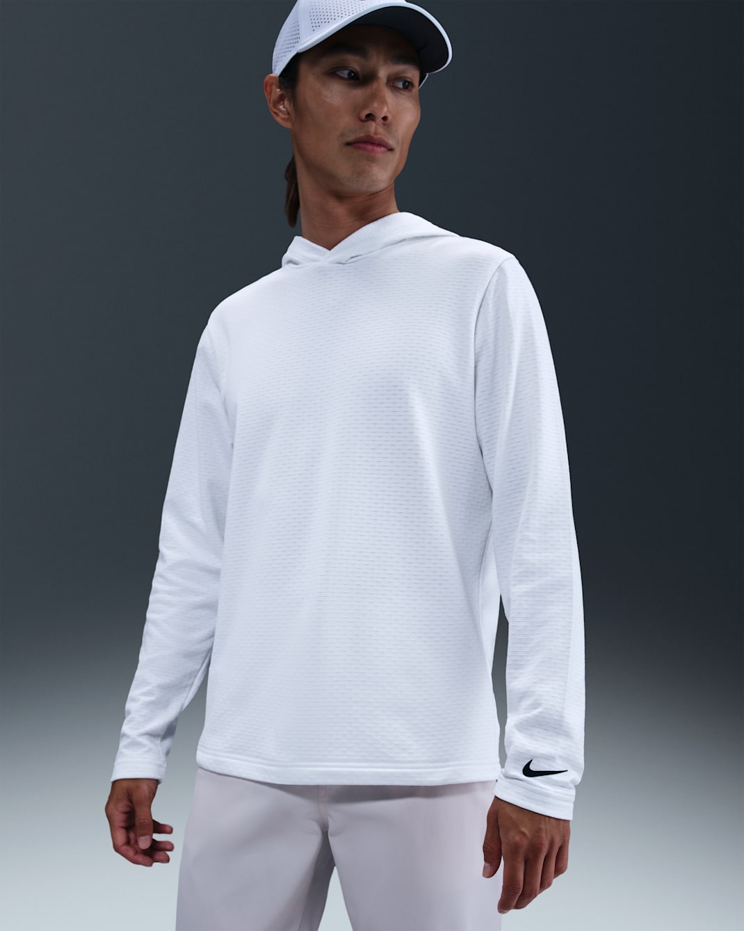 나이키 투어 남성 드라이 핏 골프 후디 - 화이트/블랙