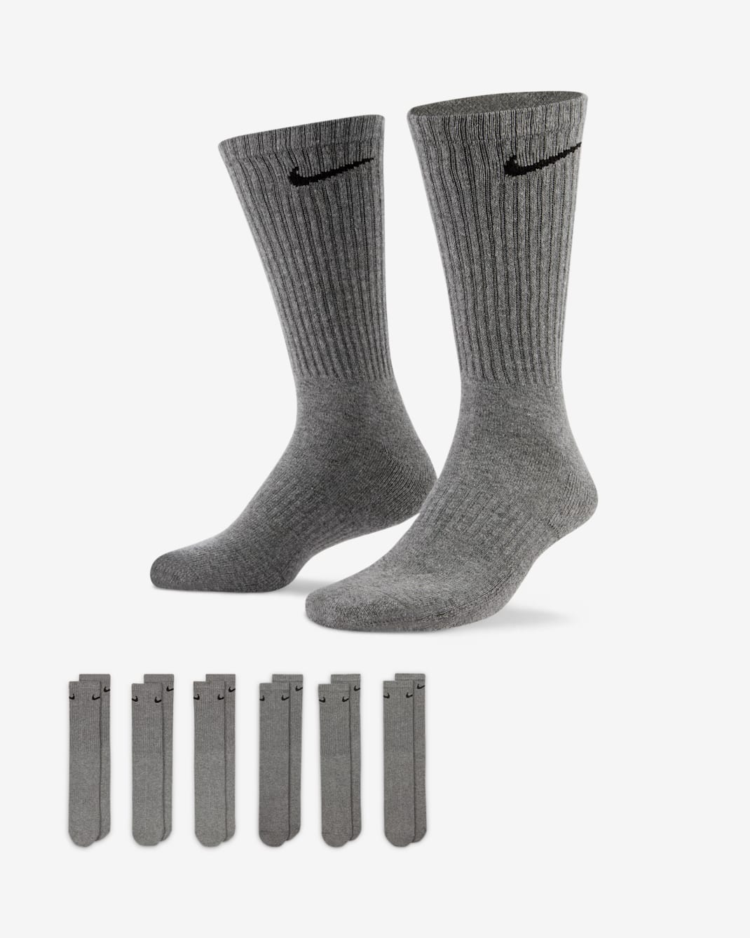 Calcetas de entrenamiento Nike Everyday Cushioned (6 pares) - Carbono jaspeado/Negro