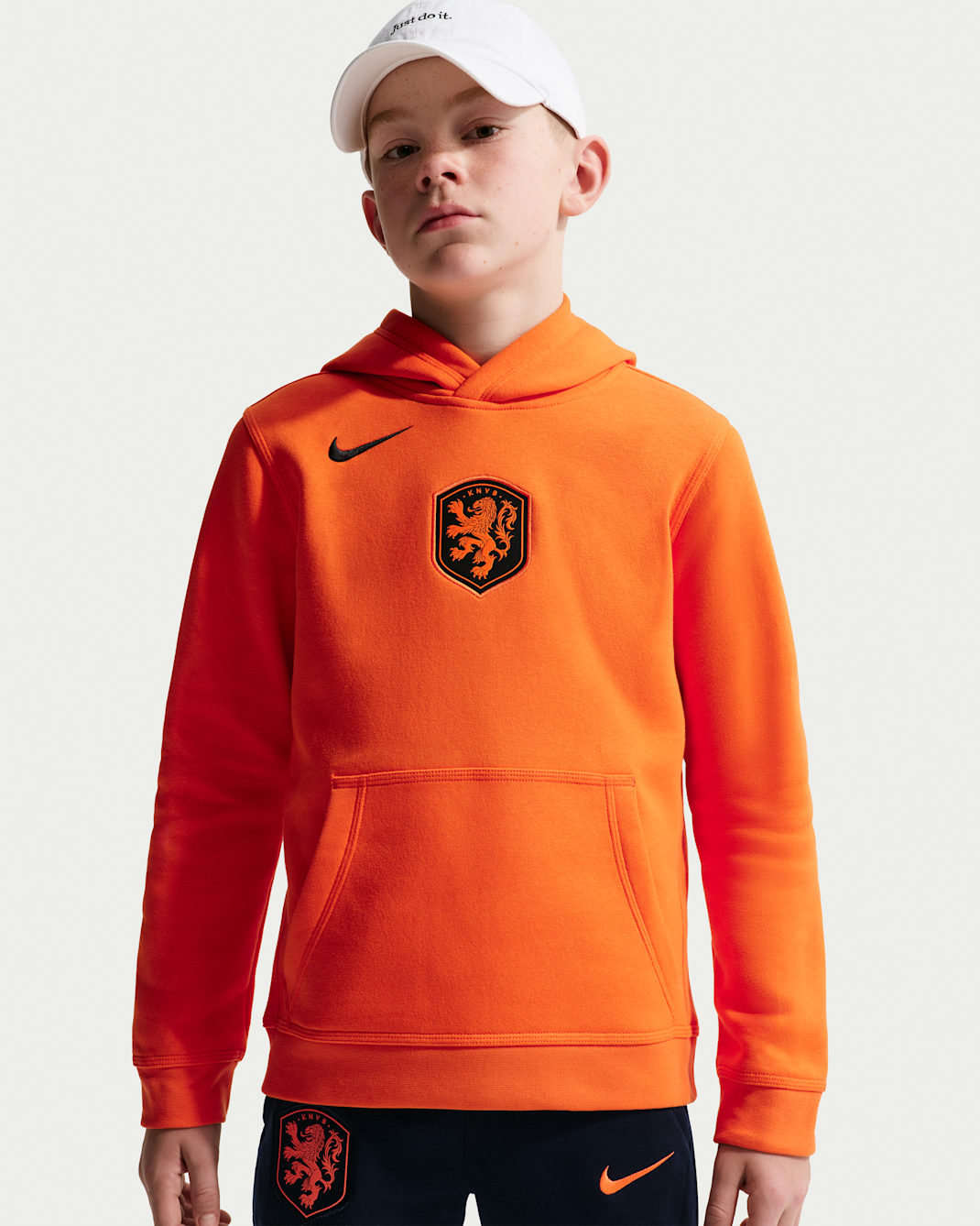 Netherlands Club Big Kids' (Boys') Nike Soccer Pullover Hoodie - Safety Orange/Black