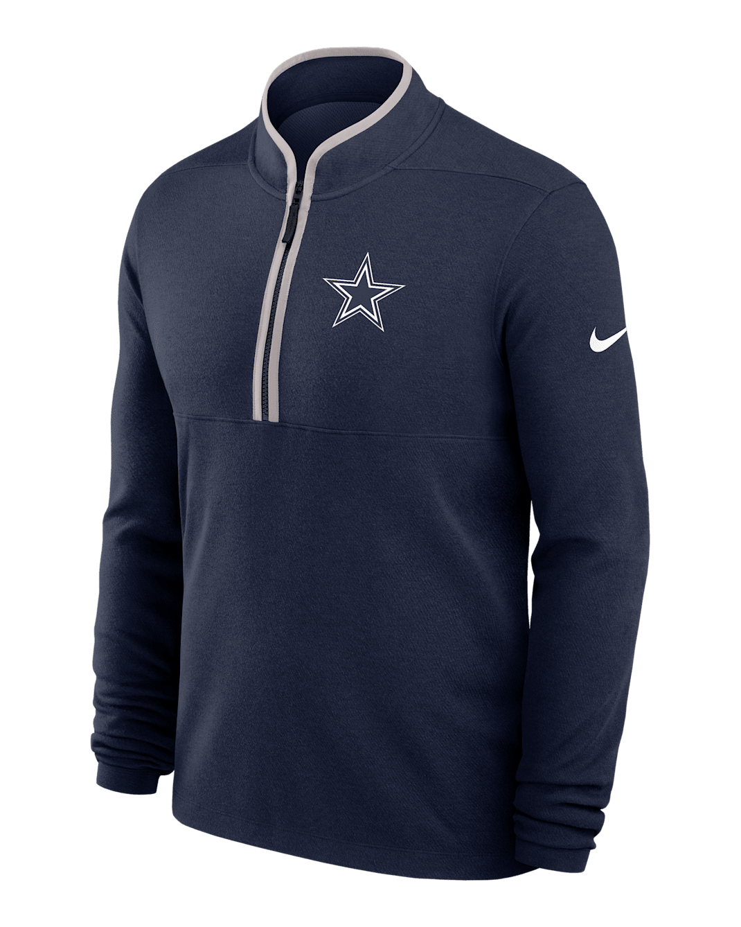 Playera de manga larga Nike Dri-FIT de la NFL de medio cierre para hombre Dallas Cowboys Logo Victory - Azul marino