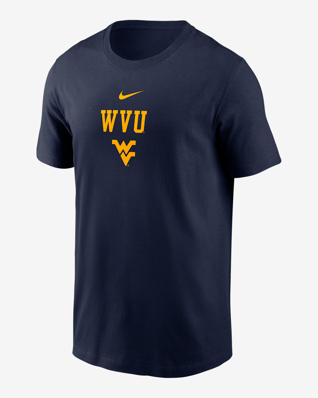 West Virginia 2-Hit Stacked Men's Nike College T-Shirt - Navy