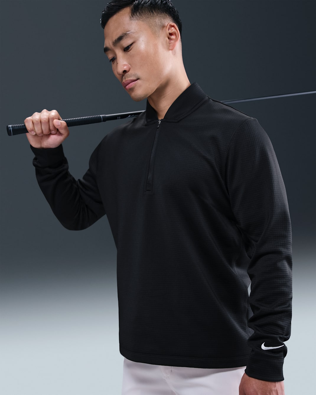 Nike Velocity Men's Therma-FIT 1/2-Zip Golf Top - Black/White