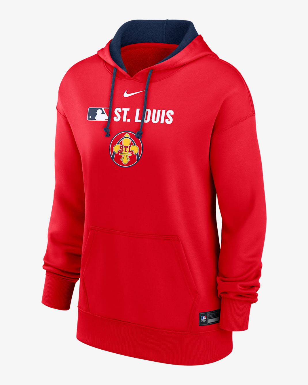 Sudadera con gorro sin cierre Nike Therma de la MLB para mujer St. Louis Cardinals Authentic Collection City Connect - Rojo