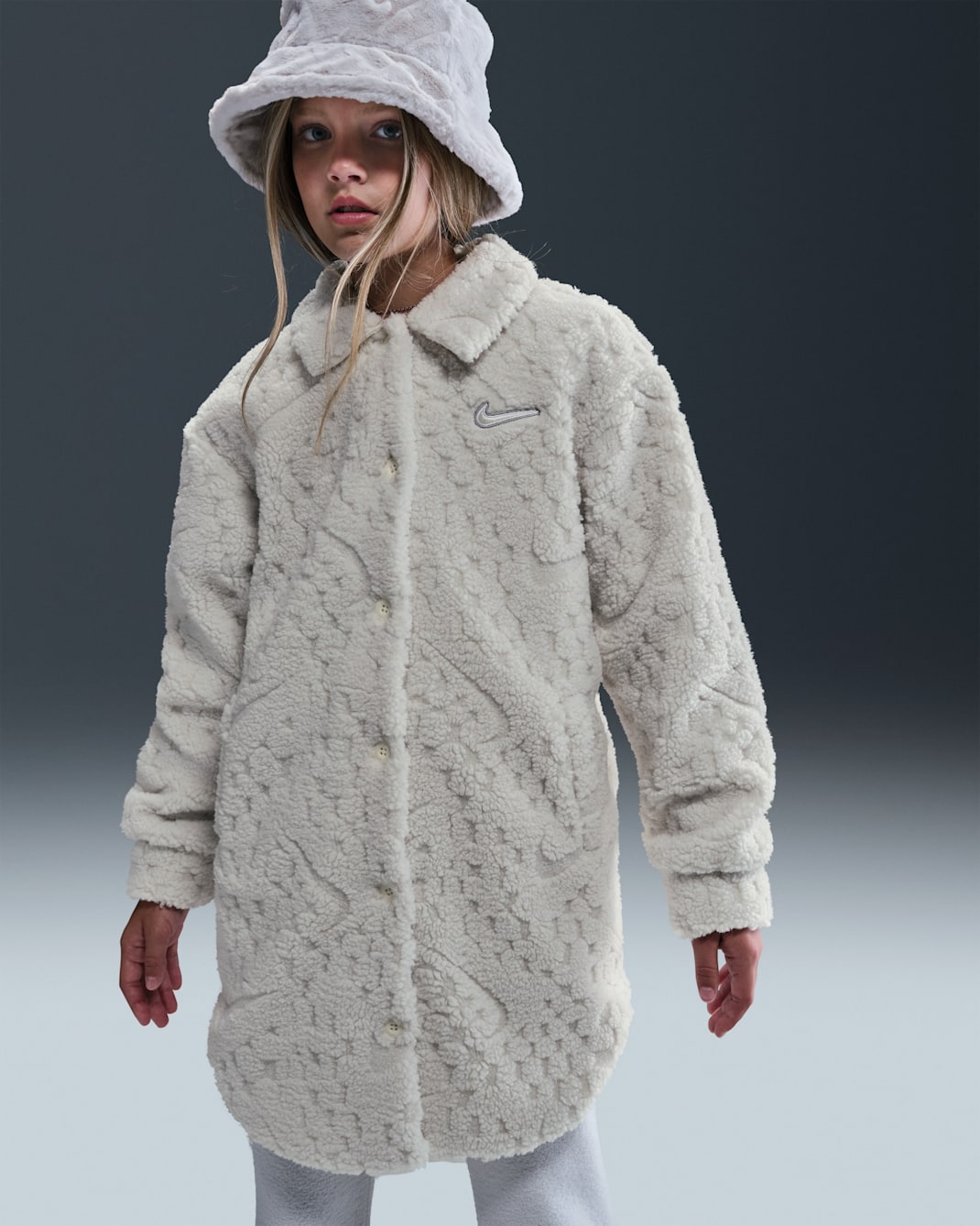 Chamarra para niñas talla grande Nike Sportswear - Perla suave/Blanco
