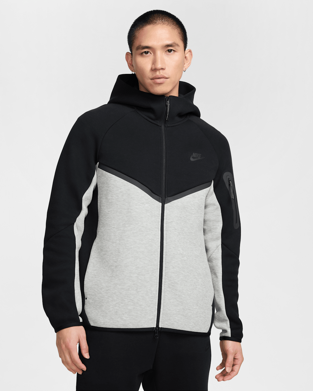 Nike Tech Men's Full-Zip Windrunner Hoodie - Black/Dark Grey Heather/Black