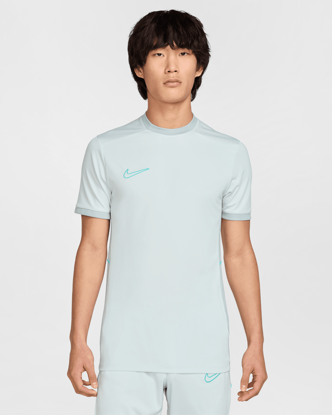 Nike Academy Men's Dri-FIT Short-Sleeve Football Top - Photon Dust/Light Smoke Grey/Dynamic Turquoise/Dynamic Turquoise