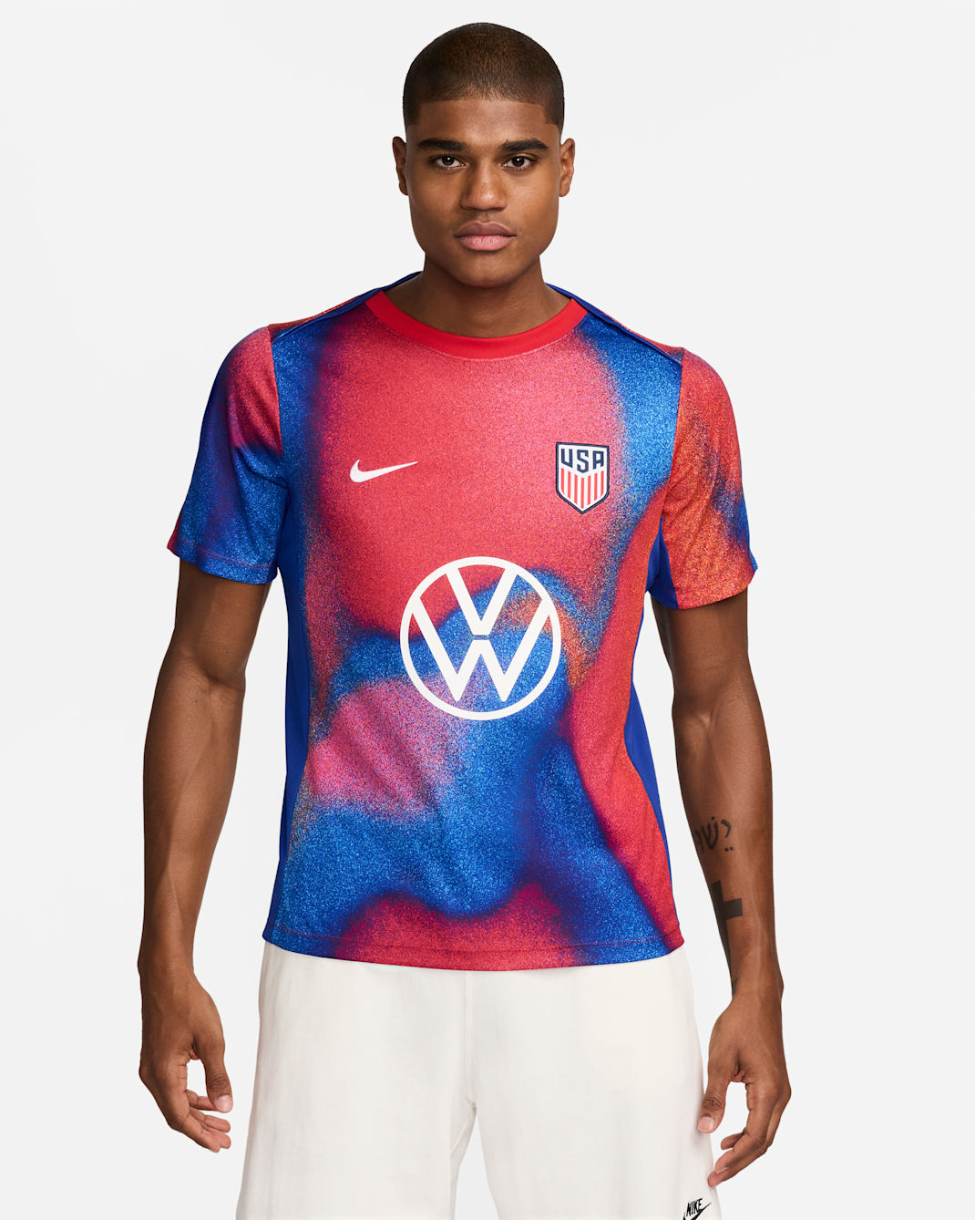 USMNT Academy Pro Men's Nike Dri-FIT Soccer Pre-Match Short-Sleeve Top - White/Old Royal/Old Royal/White