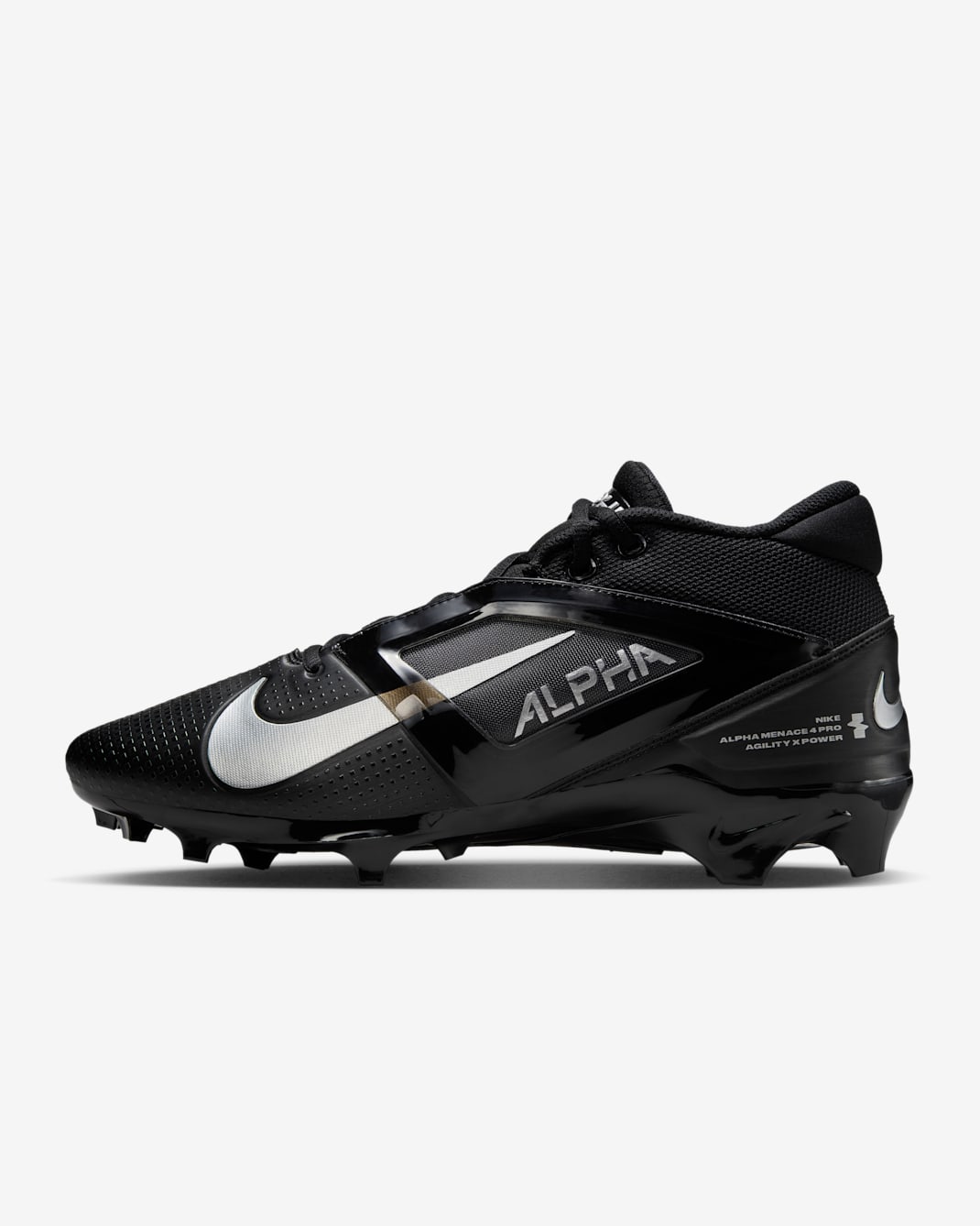 Nike Alpha Menace 4 Pro Football Cleats - Black/Metallic Silver
