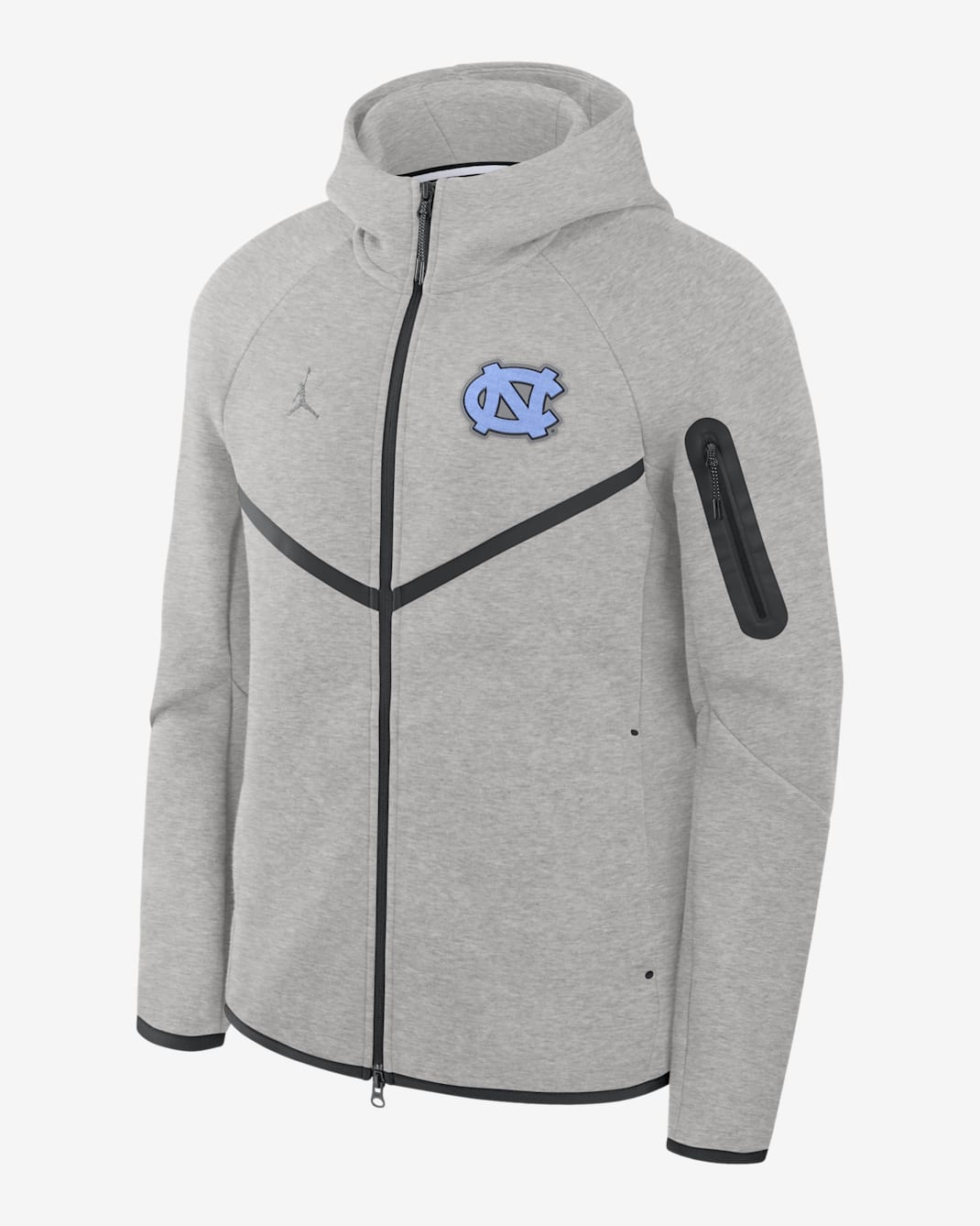 North Carolina Tech Fleece Windrunner Men's Jordan Brand College Full-Zip Hooded Jacket - Grey