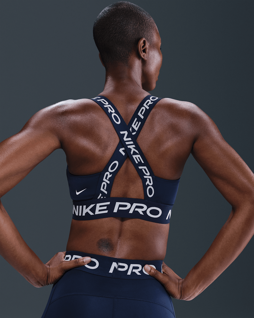 Nike Pro Women's Light-Support Non-Padded Sports Bra - Midnight Navy/Midnight Navy/White