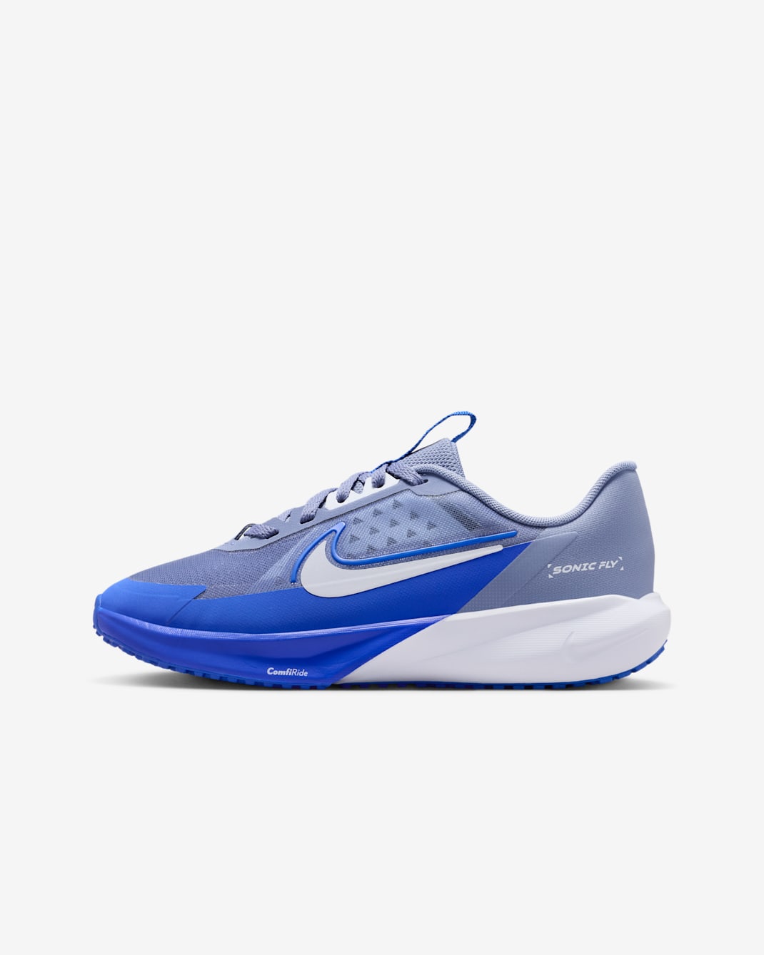 Tenis de correr para niños grandes Nike Sonic Fly - Índigo mundial/Azul carrera/Gris fútbol