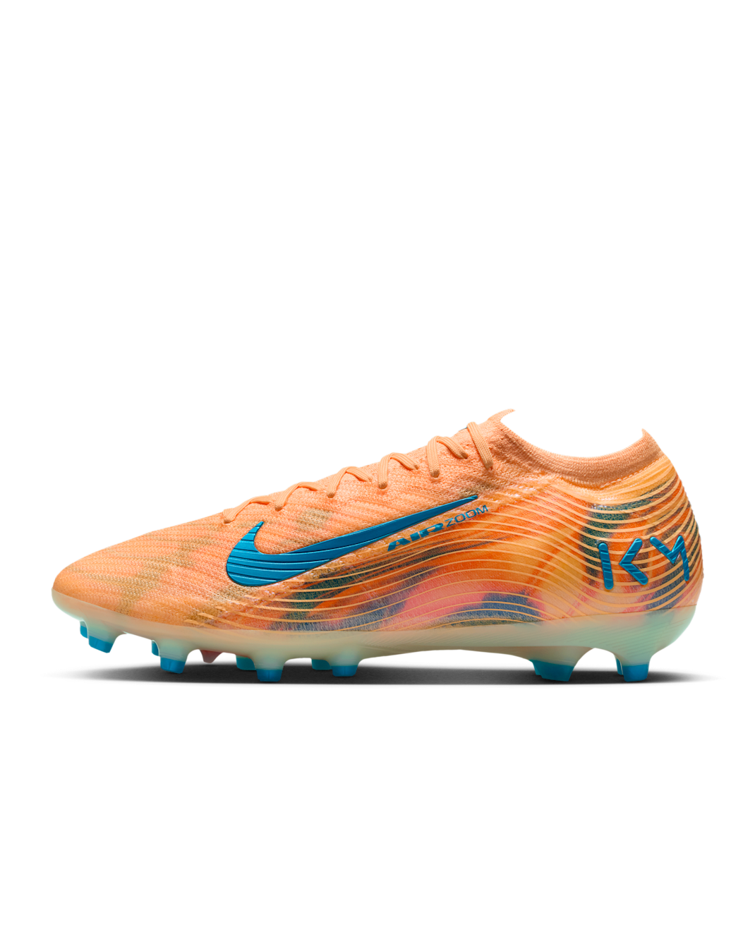 Nike Mercurial Vapor 16 Elite "Kylian Mbappé" Artificial-Grass Low-Top Football Boots - Melon Tint/Igloo/Neo Turquoise