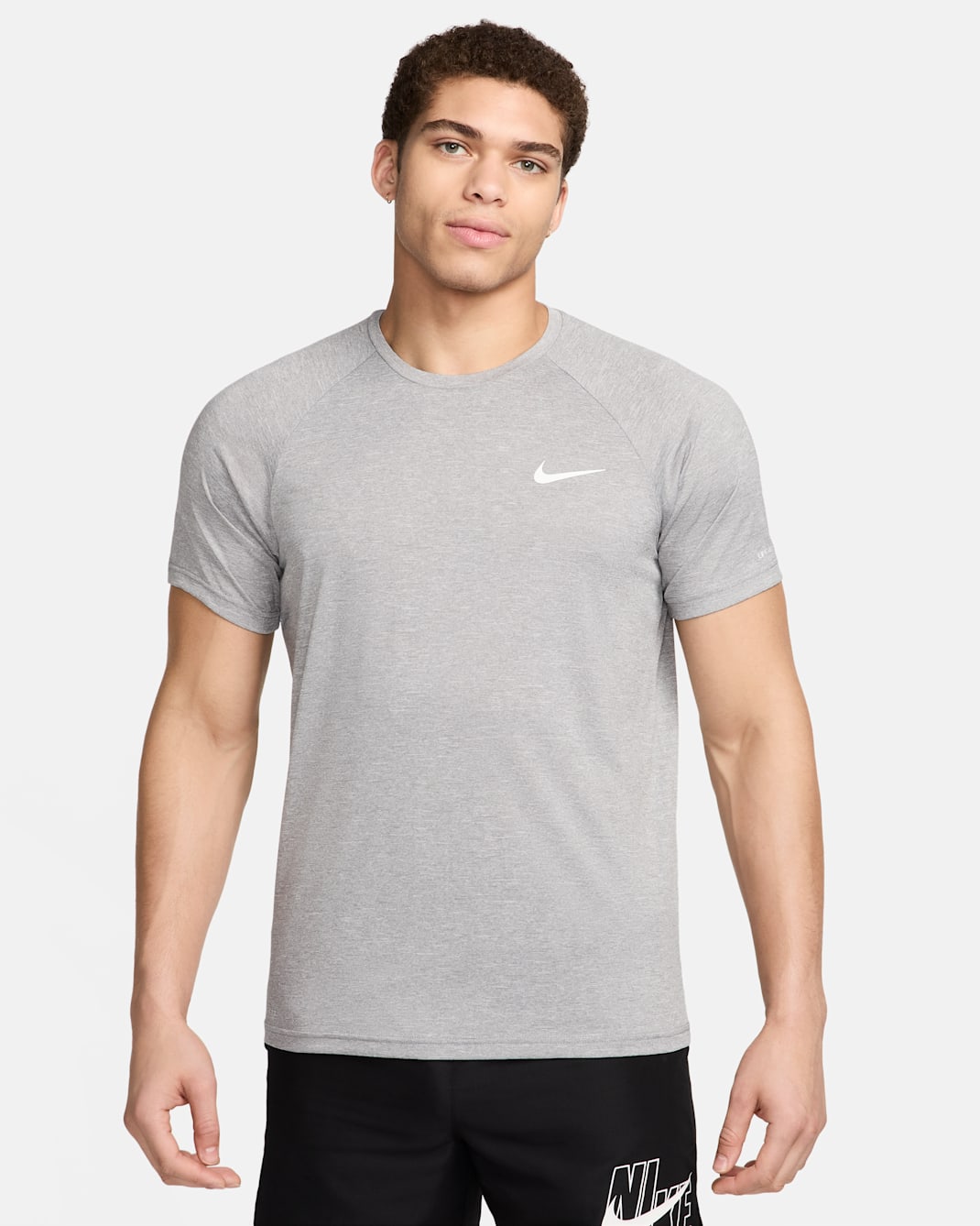 Camiseta Hydroguard de natación de manga corta de tela jaspeada para hombre Nike - Gris partícula/Blanco