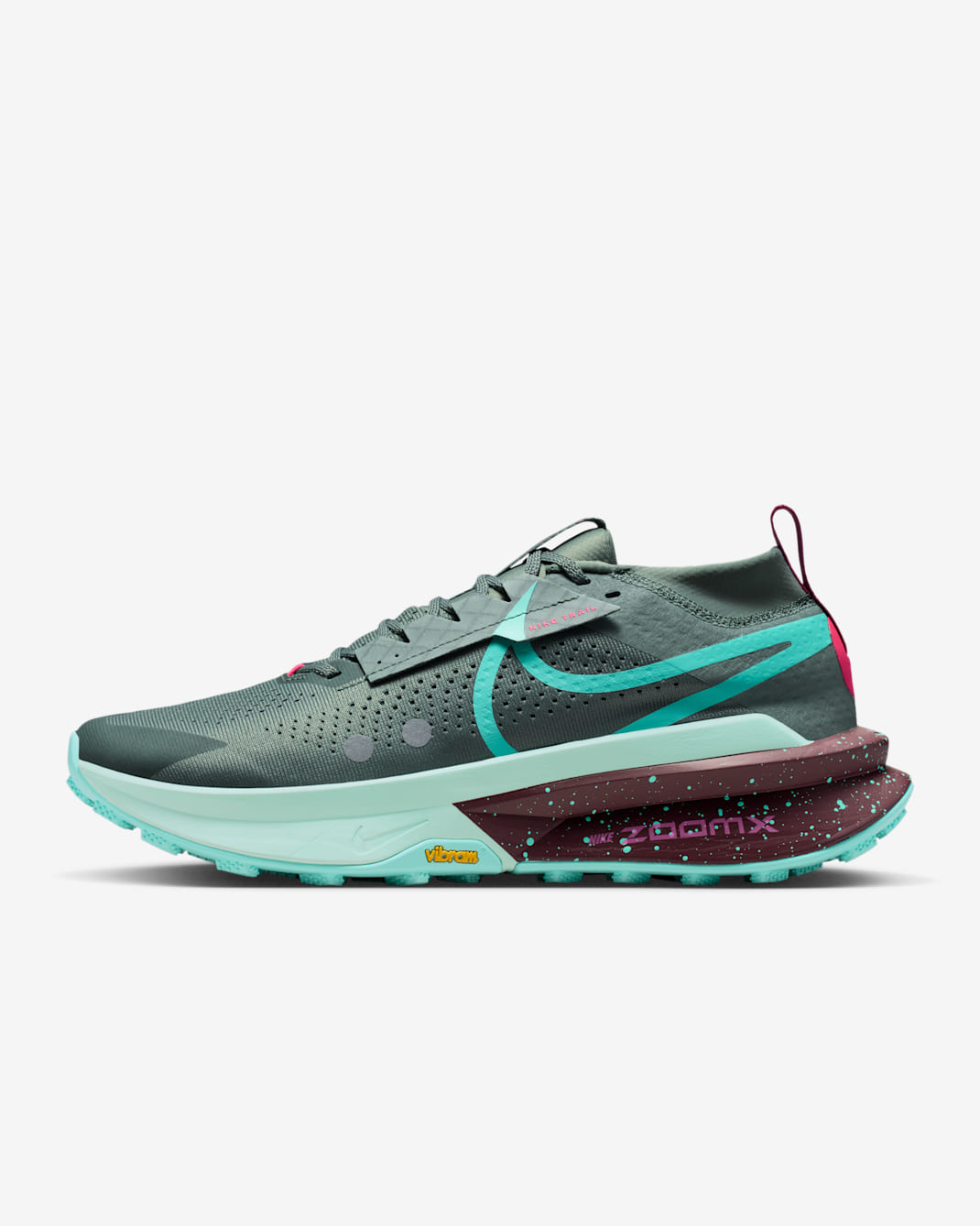 Nike Zegama 2 Traillaufschuh (Herren) - Clay Green/Mint Foam/Burgundy Crush/Bleached Turquoise