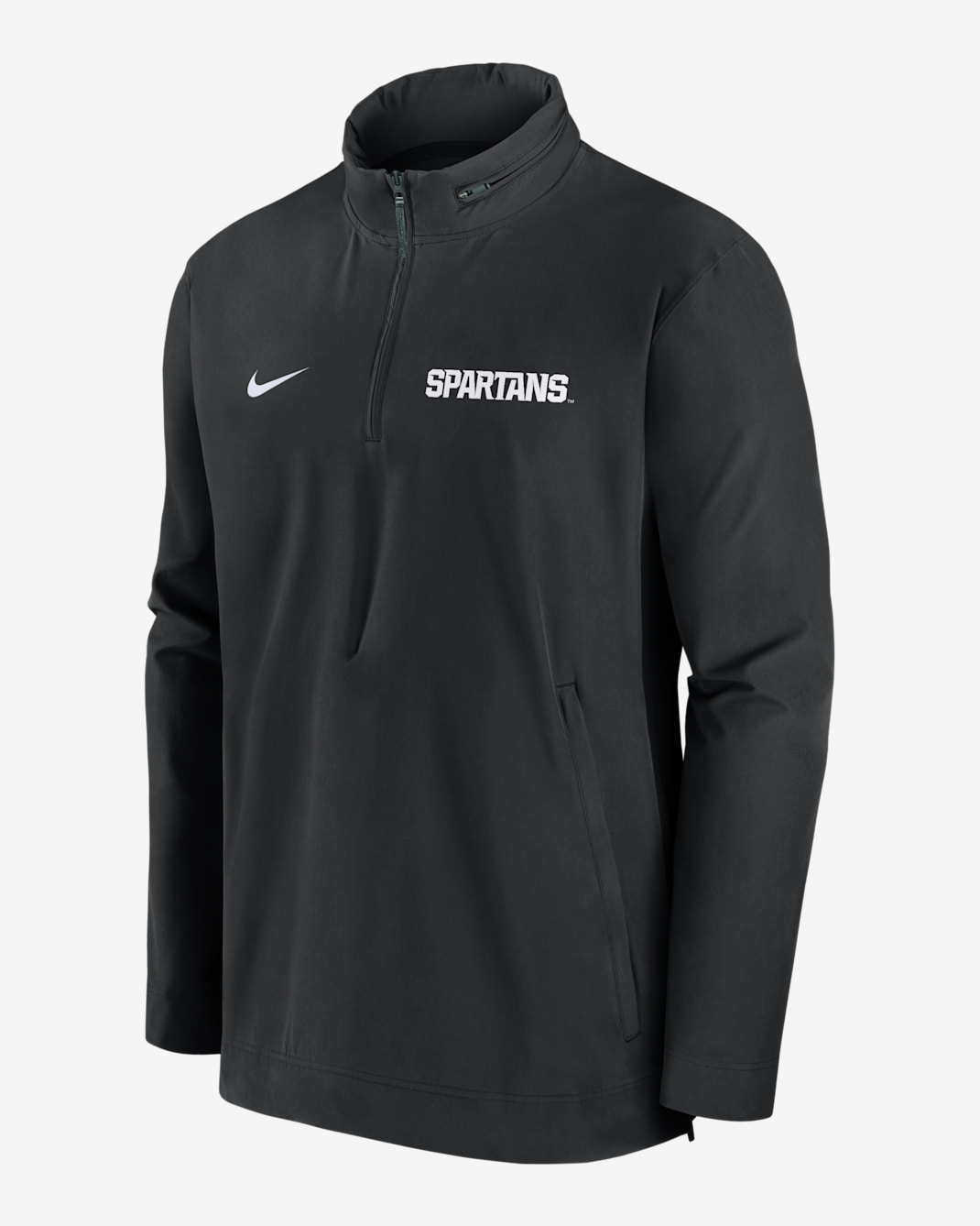 Michigan State Spartans Sideline Coach Men's Nike College 1/2-Zip Hooded Jacket - Black