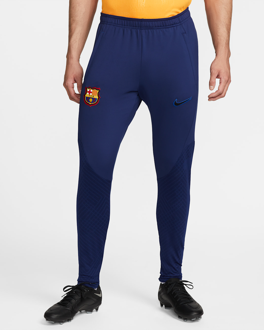 F.C. Barcelona Strike Men's Nike Dri-FIT Football Pants - Blue Void/Vivid Orange/Black